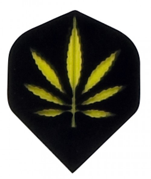 Dart Flights 1 Green & Clear Marijuana Leaf Slim Set 
